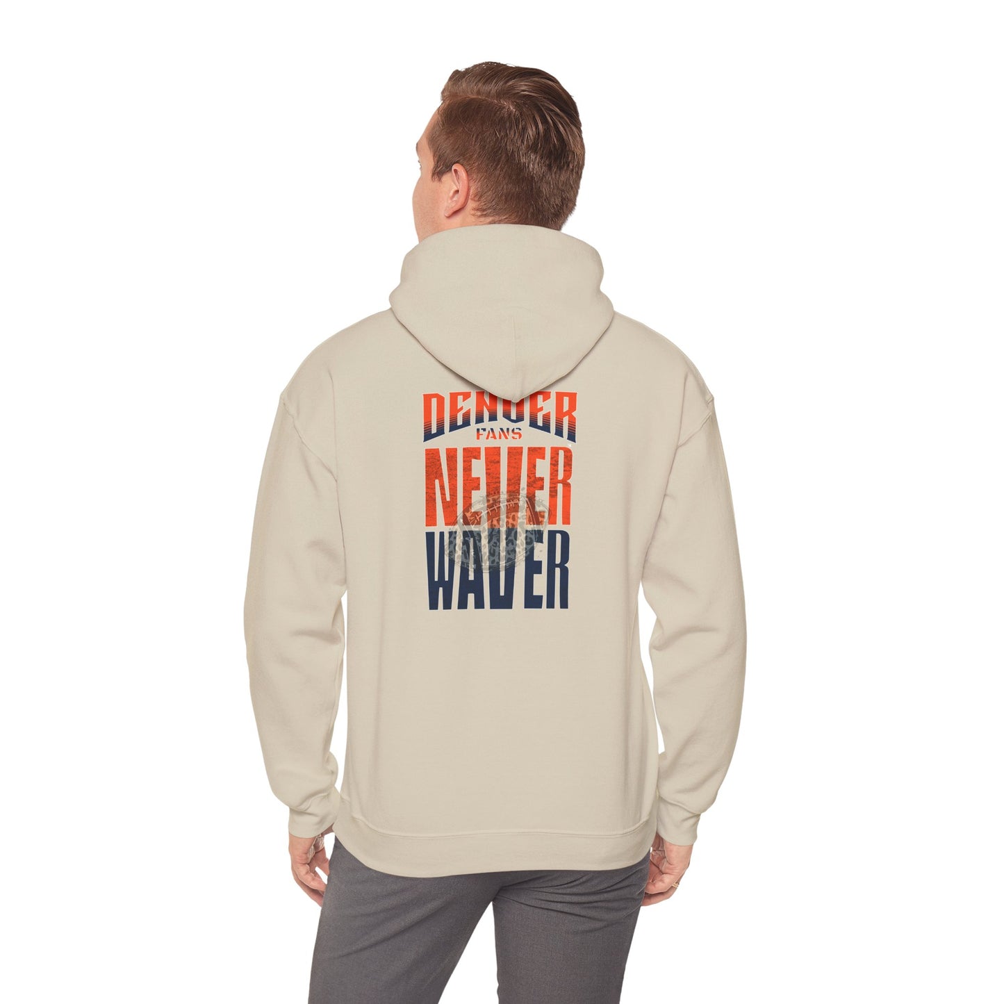 Denver Fans Never Waver W Leopard Football Unisex Heavy Blend™ Hoodie