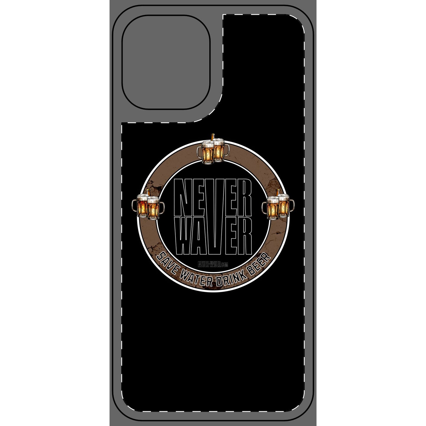 Never Waver Save Water Drink Beer Phone Skin - Beer Lover's Accessory