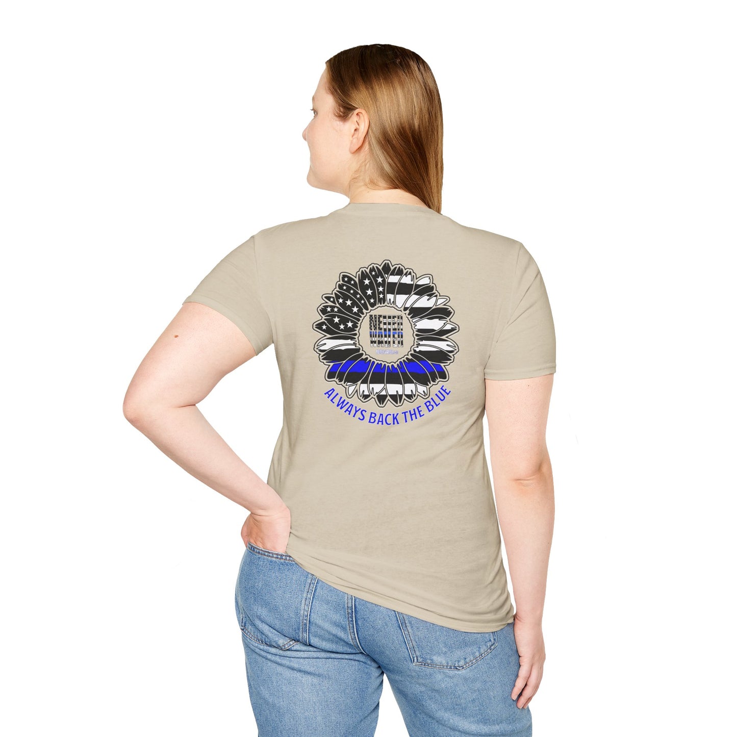 Never Waver Always Back The Blue Unisex Softstyle T-Shirt