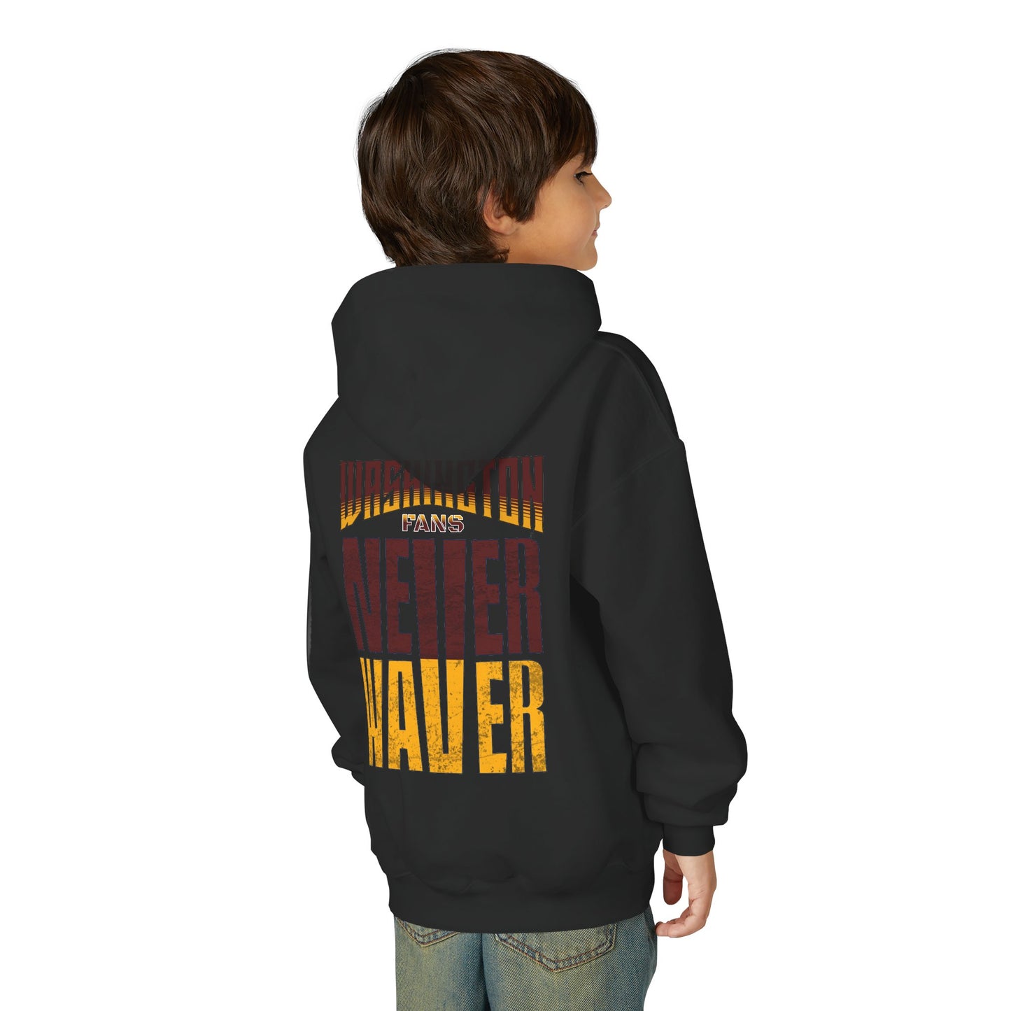Washington Fans Never Waver Youth Heavy Blend Hooded Sweatshirt