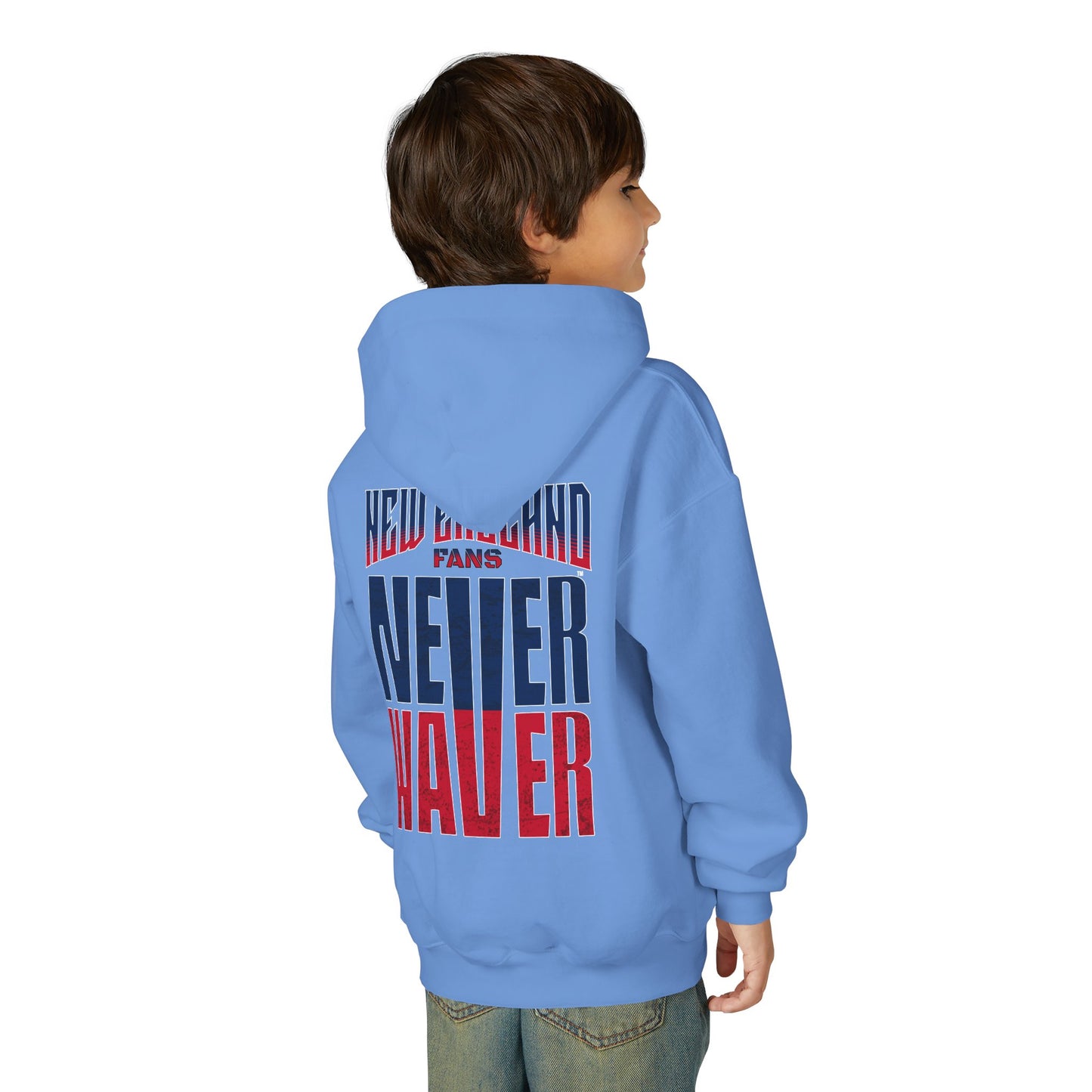 New England Fans Never Waver Youth Heavy Blend Hooded Sweatshirt