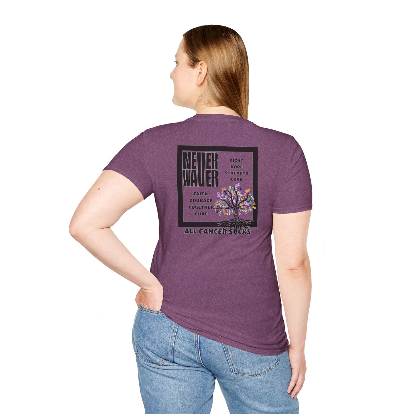 Cancer Awareness Tree Unisex T-Shirt Never Waver Tree of Cancer Ribbons ALL CANCERS SUCK!