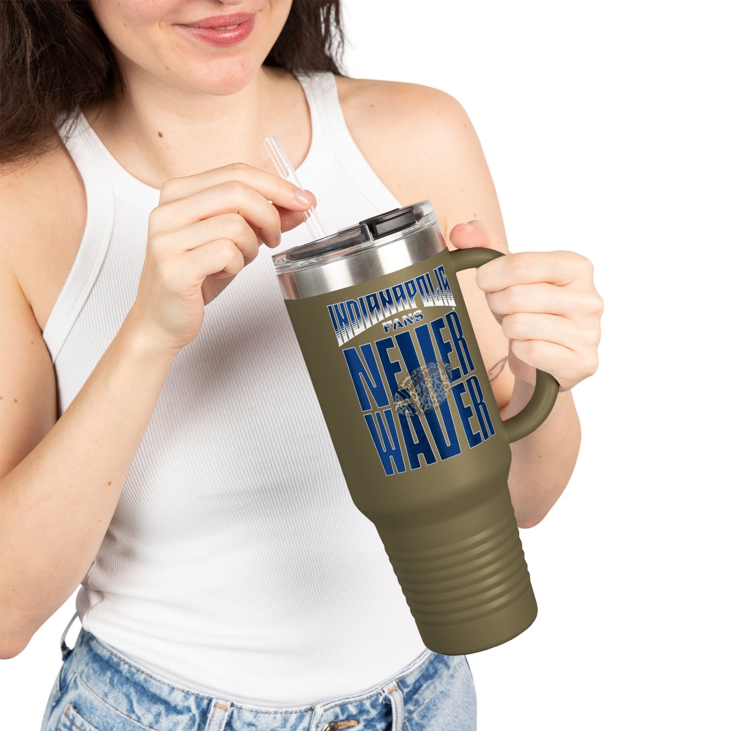 Indianapolis Fans Never Waver W-Leopard Football Insulated Travel Mug, 40oz