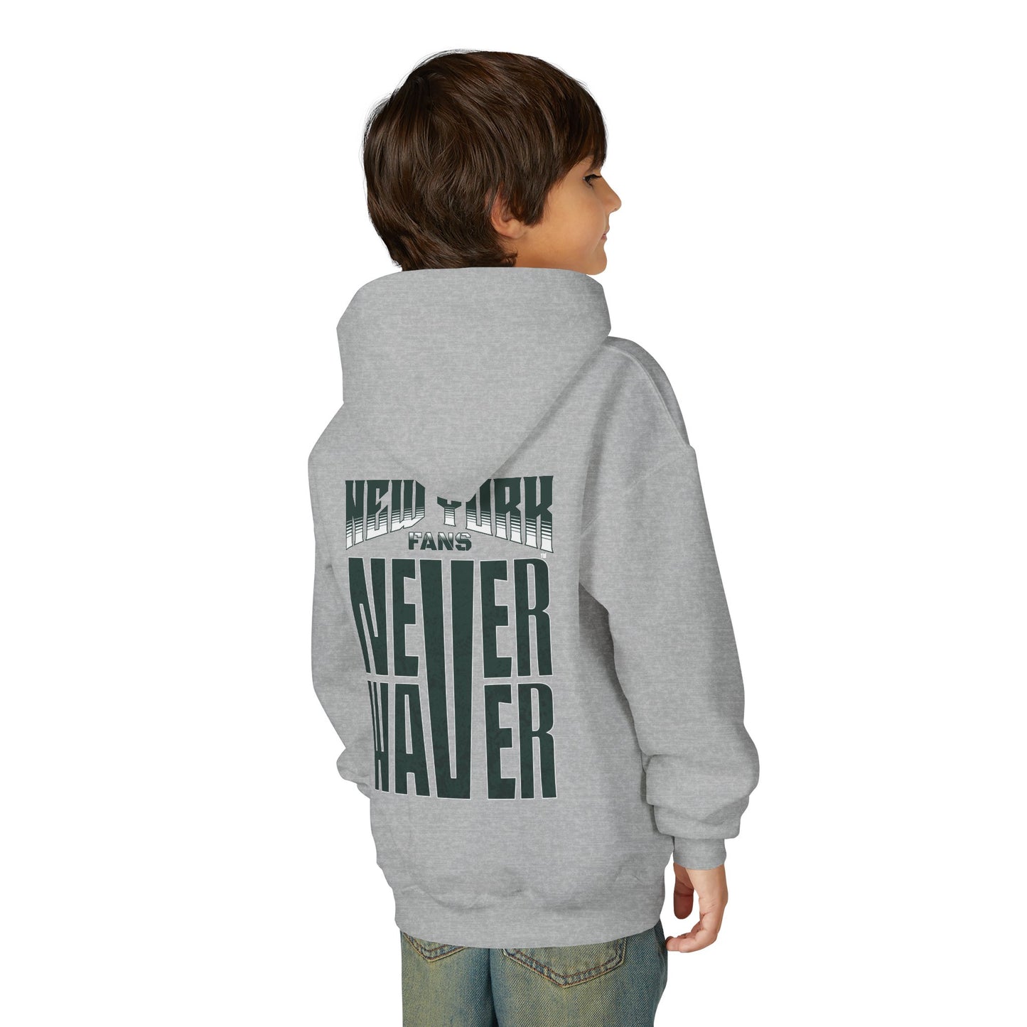 New York Fans Never Waver Youth Heavy Blend Hooded Sweatshirt