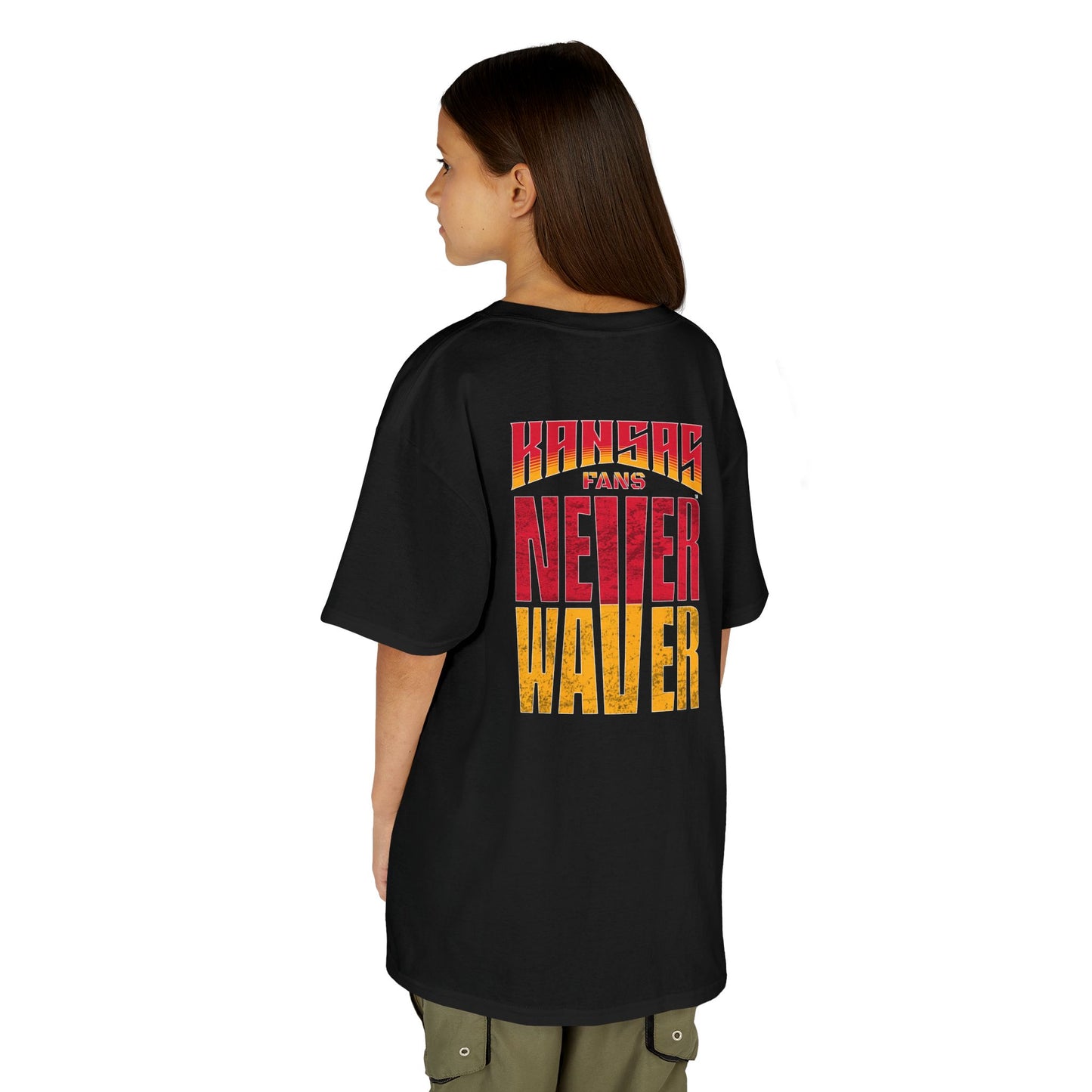 Kansas Fans Never Waver Kids Heavy Cotton™ Tee