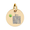 Circle Birthstone Charm — Engraved "You Never Waver" Inspirational Pendant