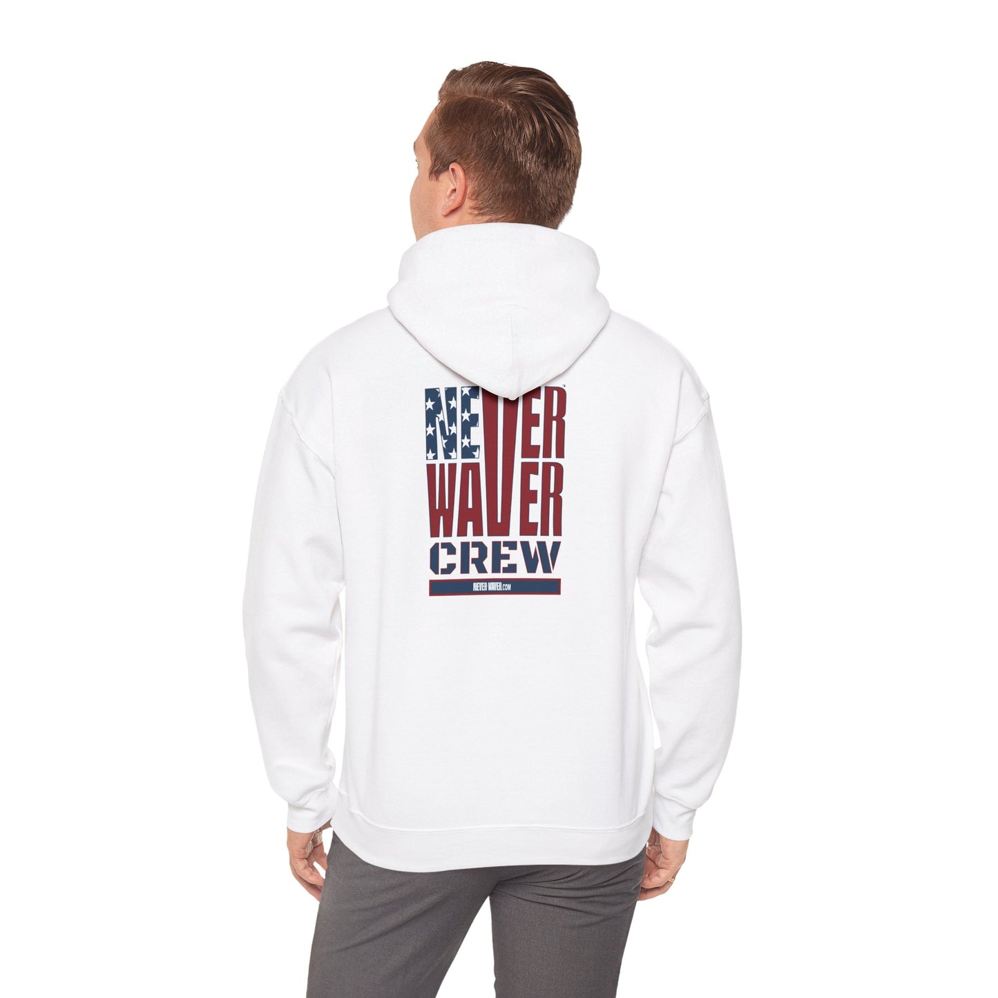 Never Waver Crew with  American Flag Design Unisex Heavy Blend™ Hoodie