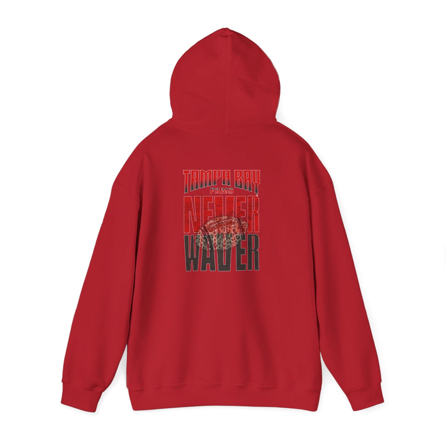 Tampa Bay Fans  Never Waver  w Leopard Football Unisex Heavy Blend™ Hoodie - Perfect for Sports Fans