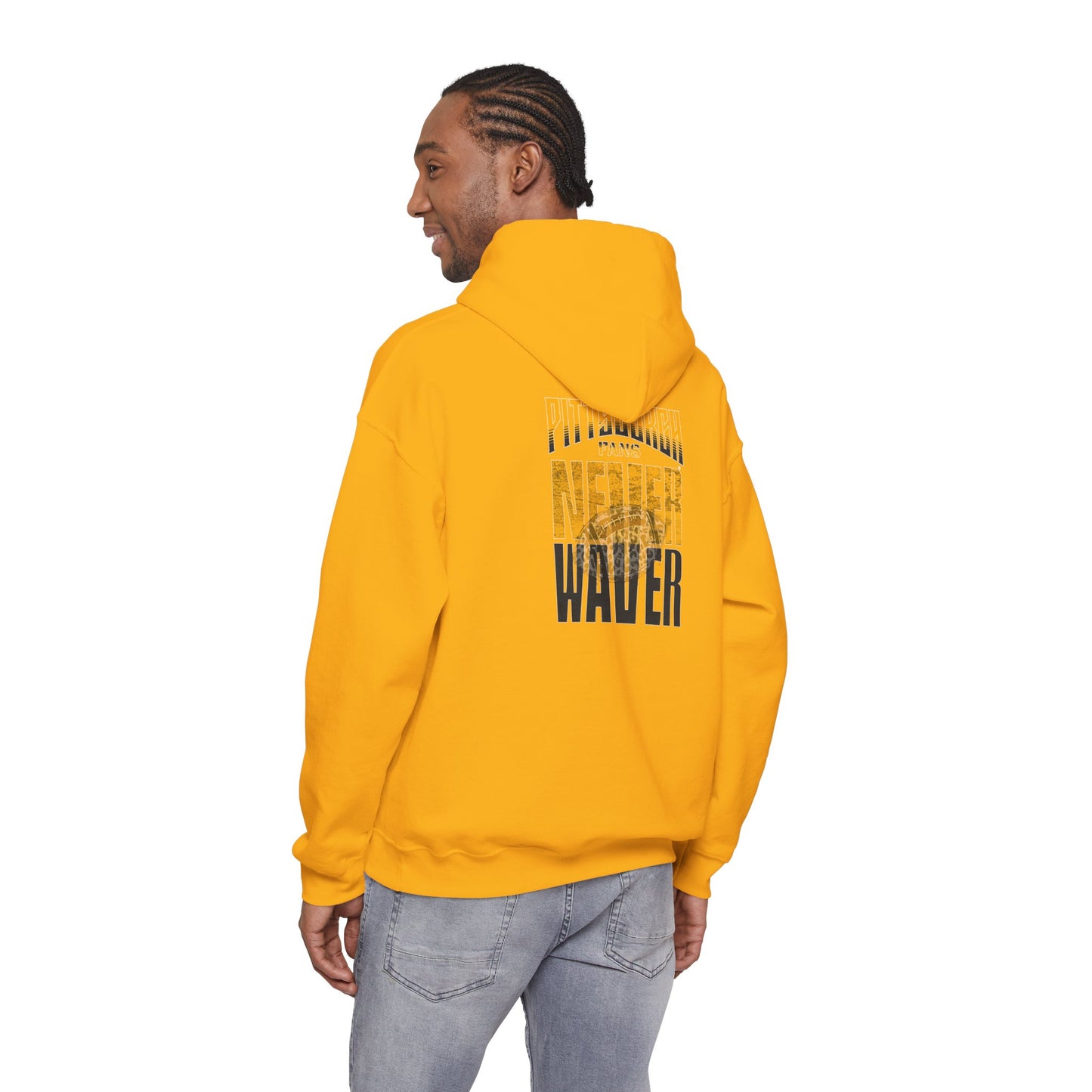 Pittsburgh Fans Never Waver Hoodie w Leopard Football - Unisex Heavy Blend Sweatshirt