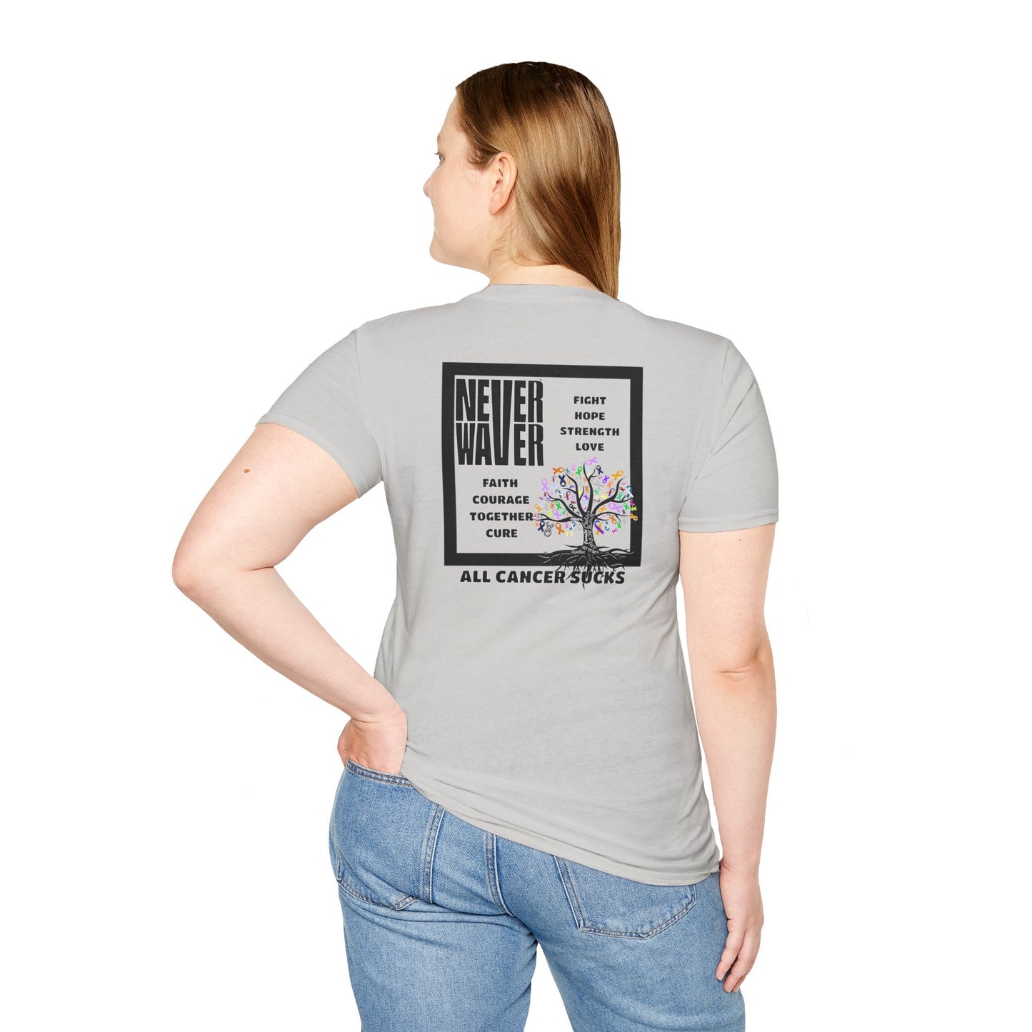 Cancer Awareness Tree Unisex T-Shirt Never Waver Tree of Cancer Ribbons ALL CANCERS SUCK!