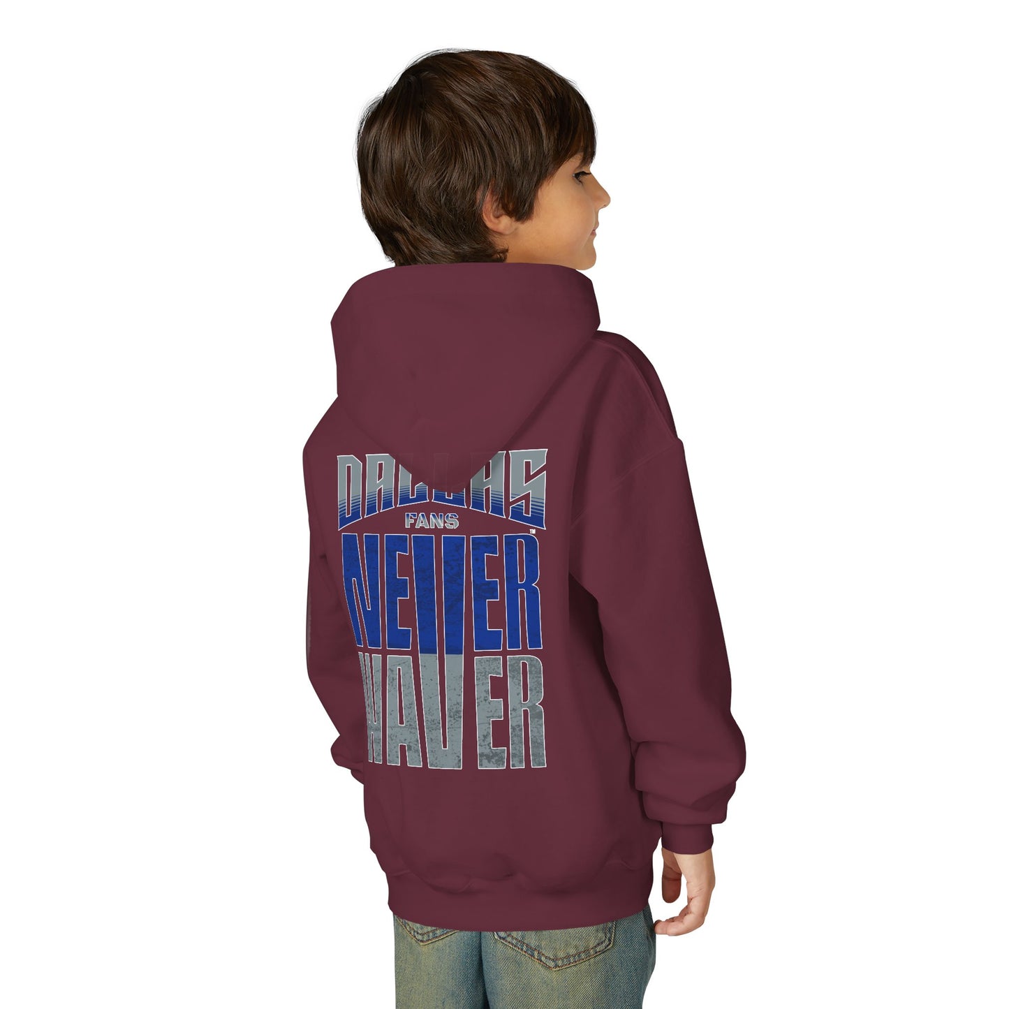 Dallas Fans Never Waver Youth Heavy Blend Hoodie Sweatshirt