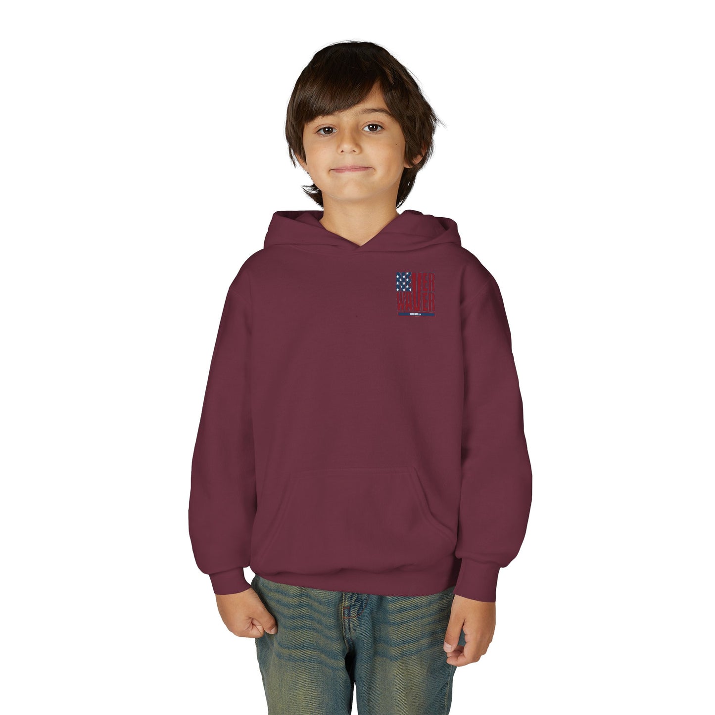 "Never Waver Golf American Flag" Hoodie for Young Golfers