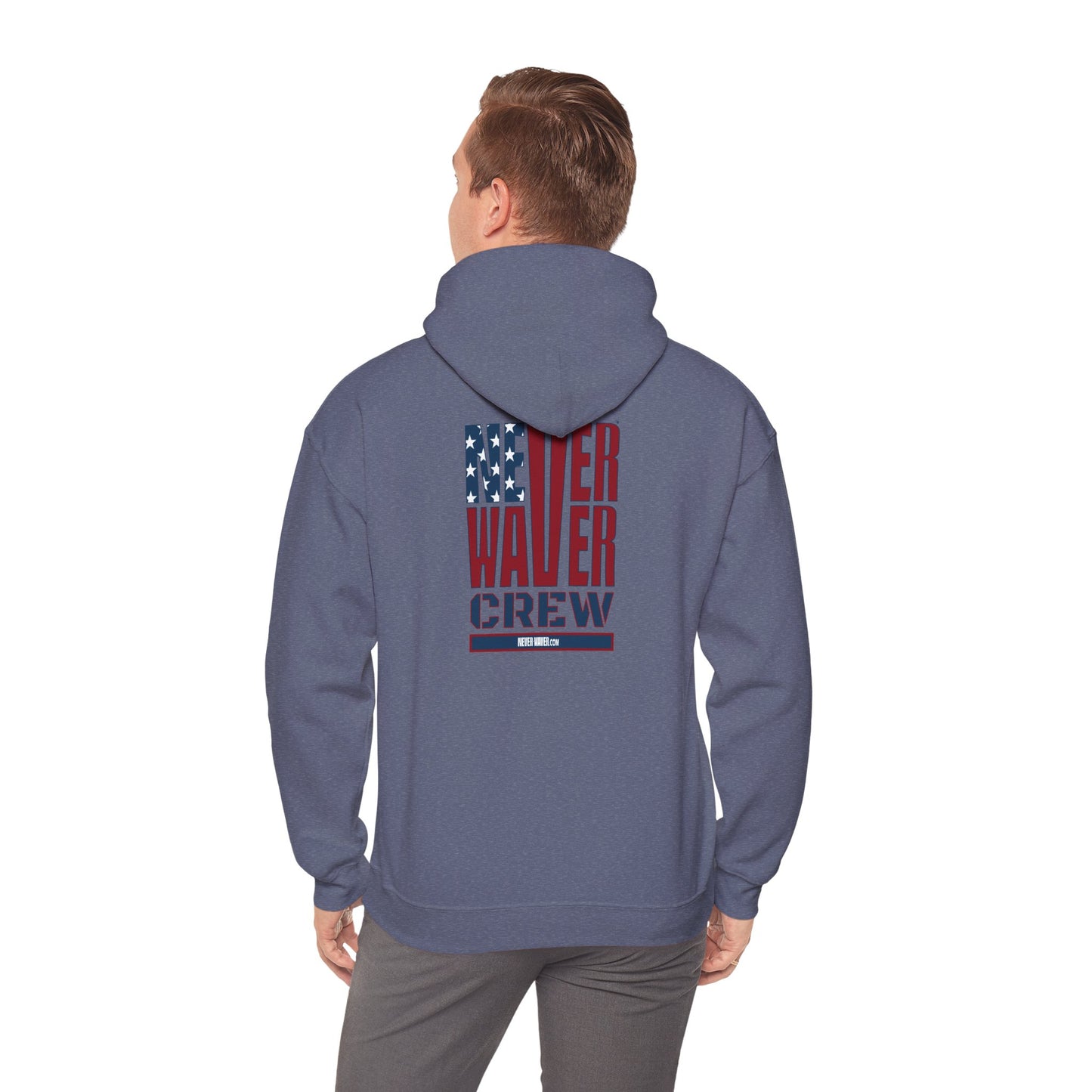 Never Waver Crew with  American Flag Design Unisex Heavy Blend™ Hoodie