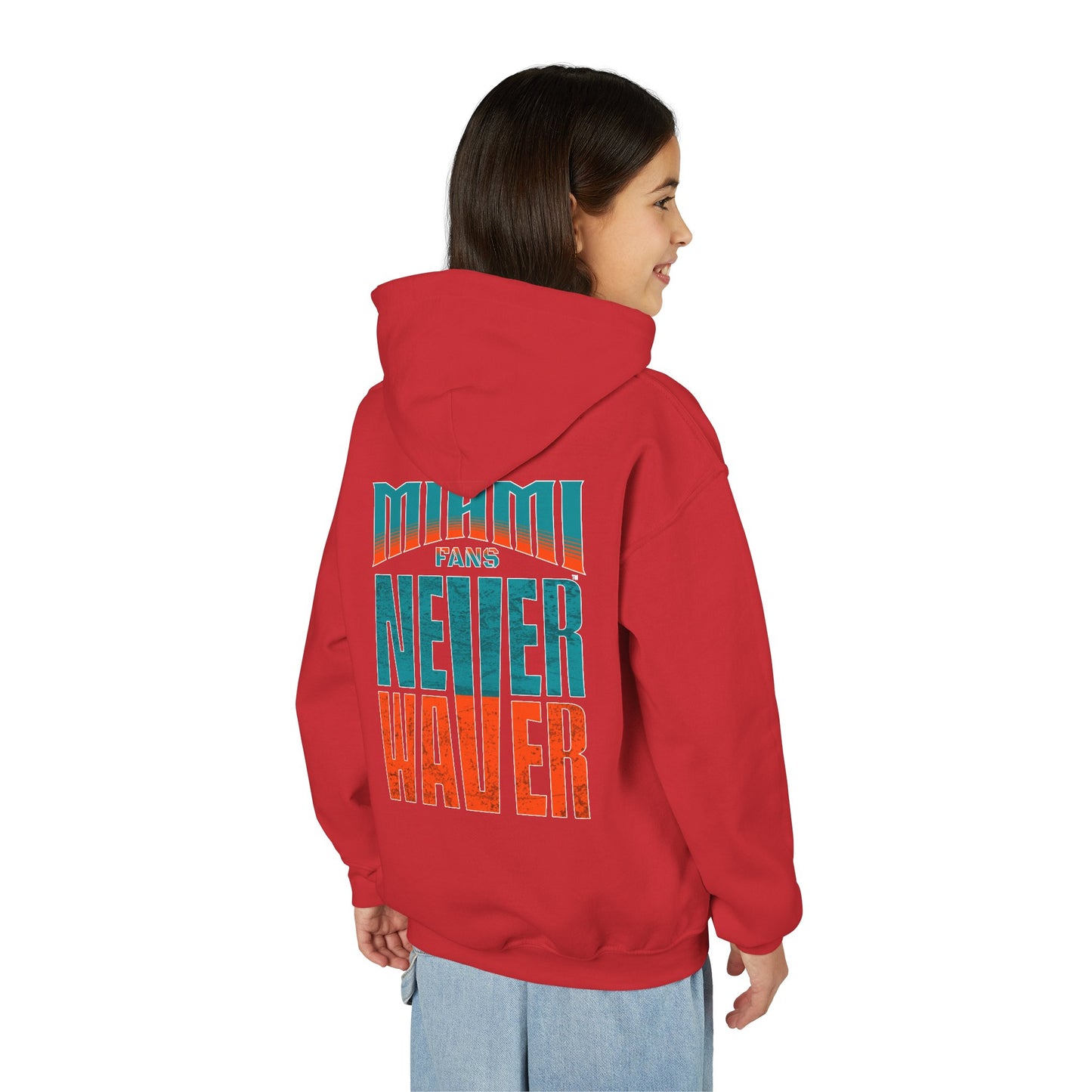 Miami Fans Never Waver Youth Heavy Blend Hooded Sweatshirt
