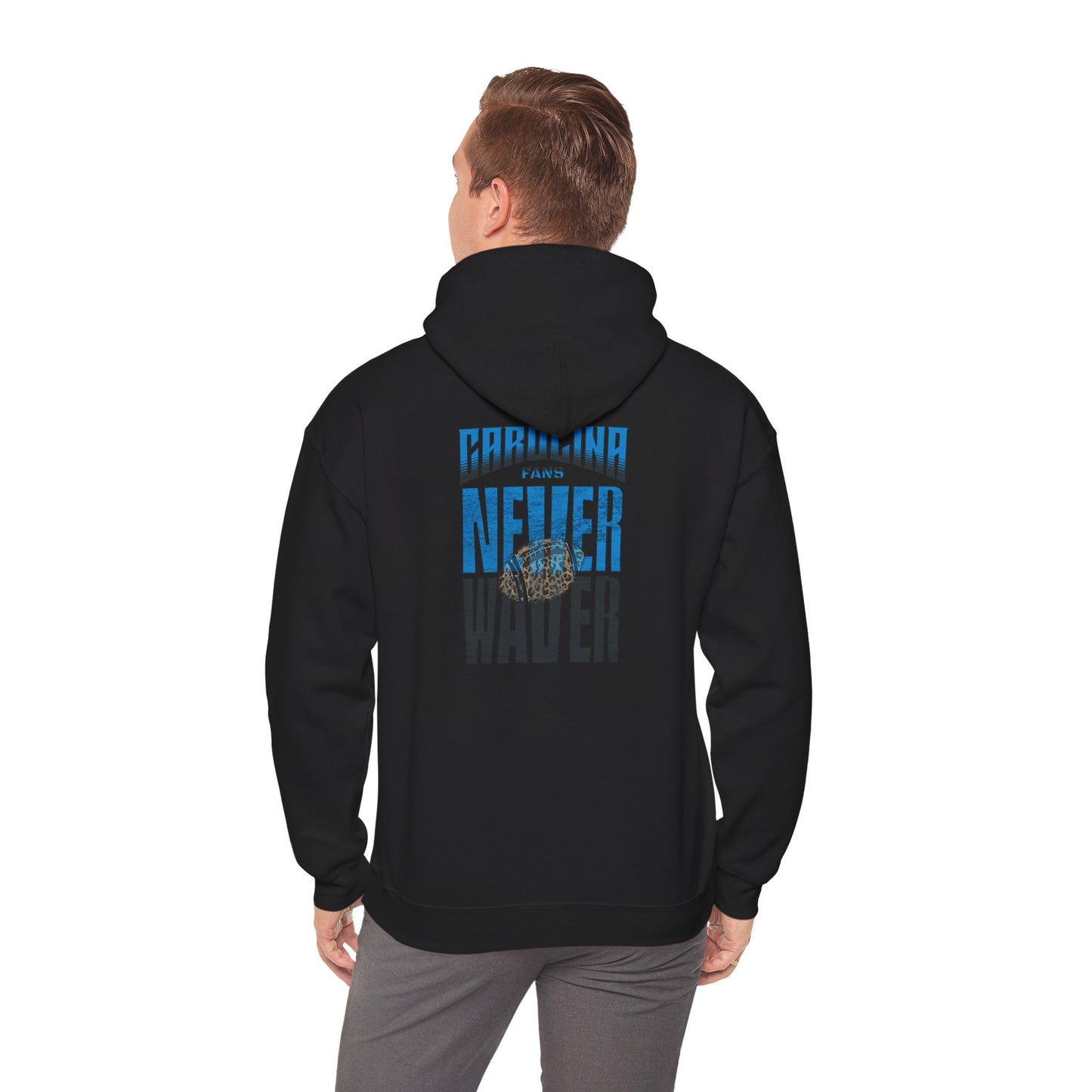 Carolina Fans Never Waver  w Leopard Football Unisex Heavy Blend™ Hooded Sweatshirt