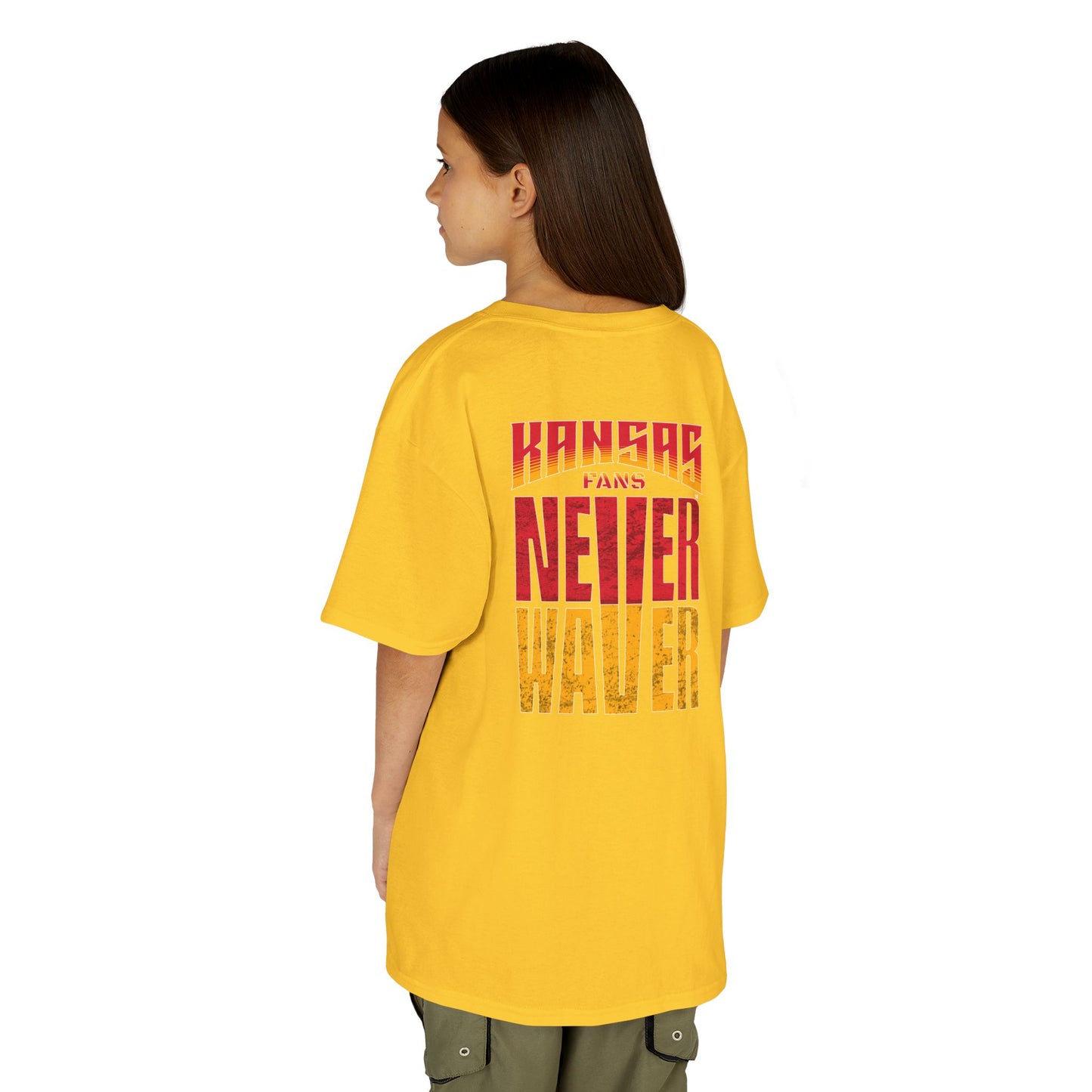 Kansas Fans Never Waver Kids Heavy Cotton™ Tee