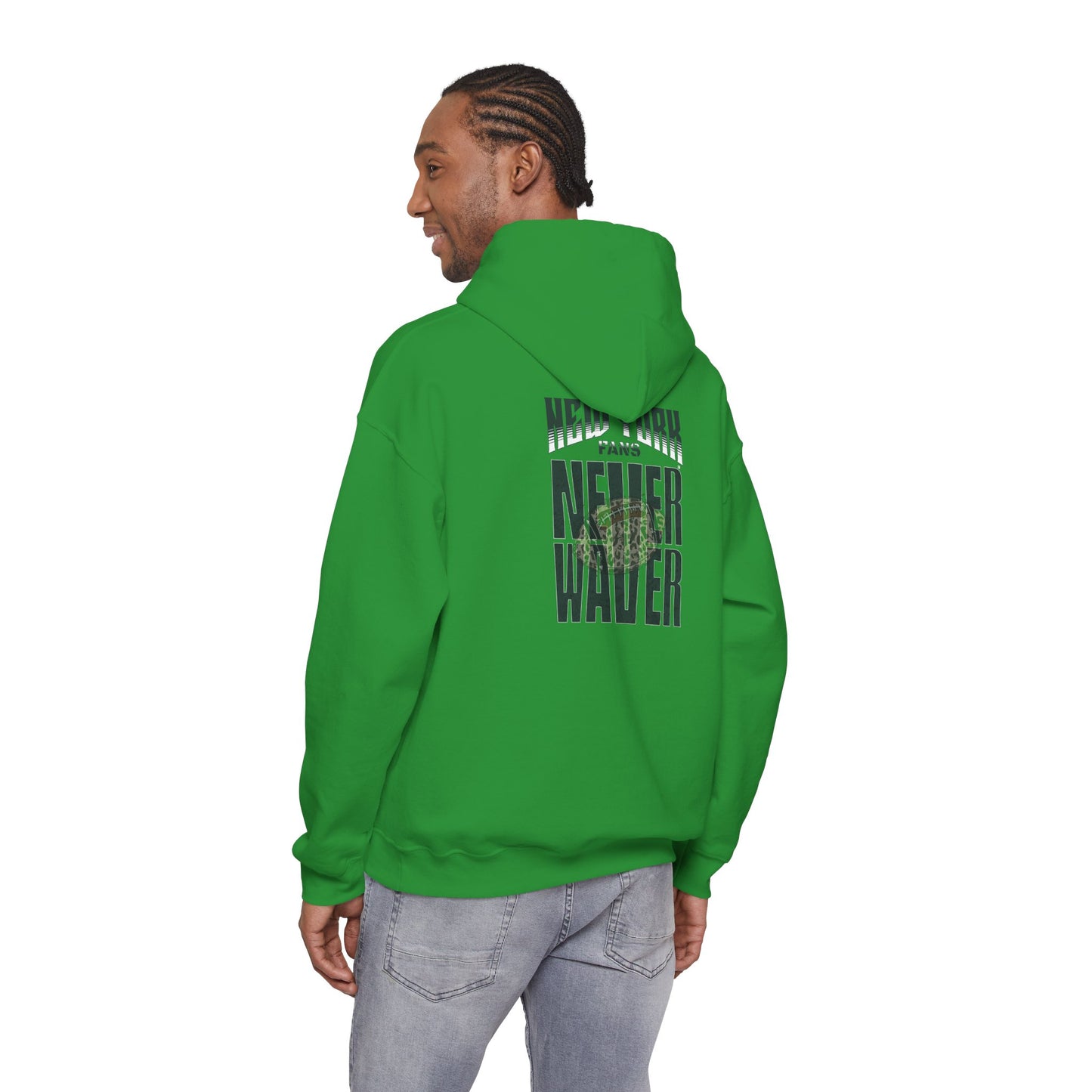 New York Fans Never Waver W Leopard Football Unisex Heavy Blend™ Hooded Sweatshirt