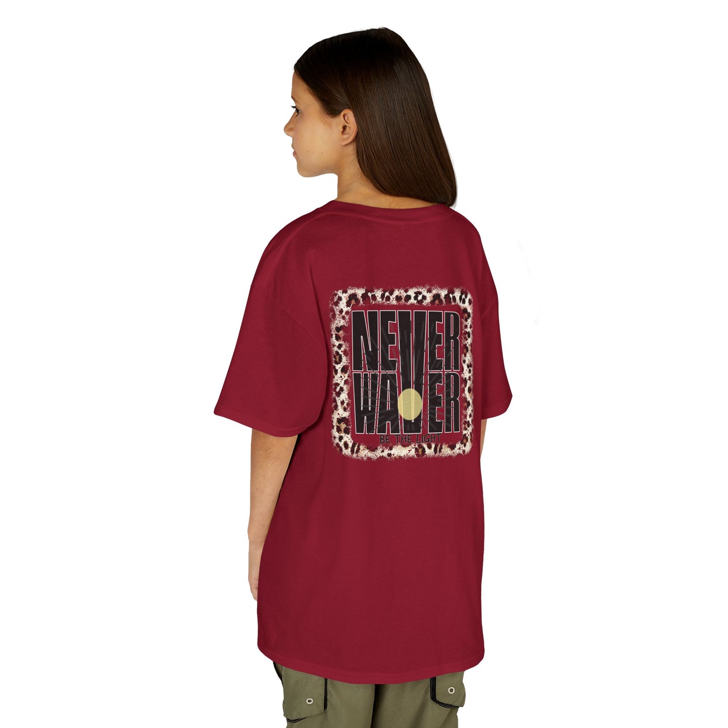 NEVER WAVER Be The Light Design - Stylish, Comfortable Everyday Wear Kids Heavy Cotton™ Tee