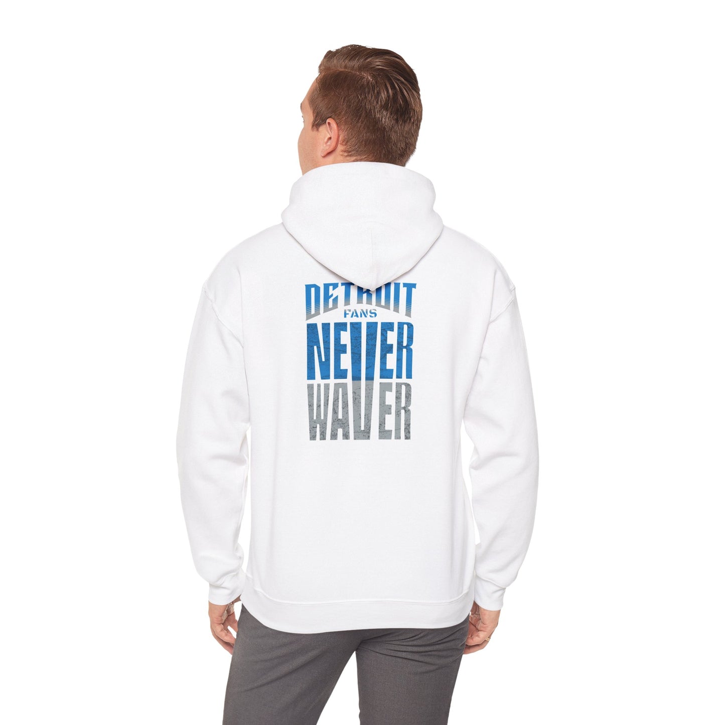 'Never Waver Detroit Fans' Inspirational Hoodie for Fans Unisex Heavy Blend™ Hooded Sweatshirt