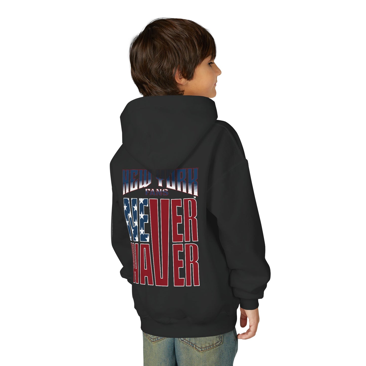 New York Fans Never Waver Youth Heavy Blend Hooded Sweatshirt