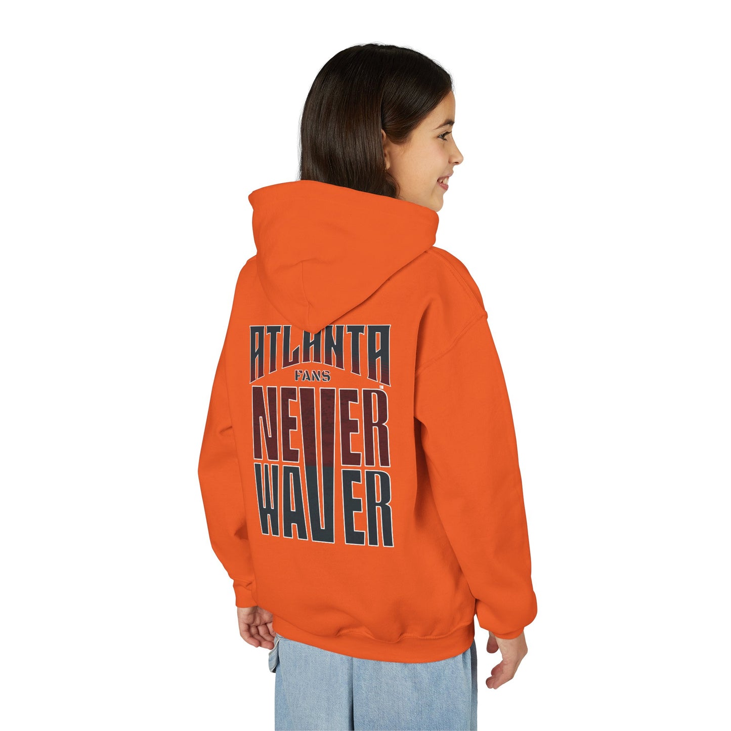 Atlanta Fans Never Waver Youth Heavy Blend Hooded Sweatshirt