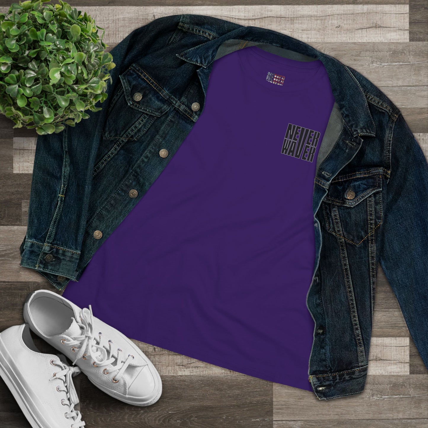 Never Waver” Jesus t-shirt might feature a bold, eye-catching design that reflects a steadfast faith and confidence in Christ.  Women's Cotton Tee