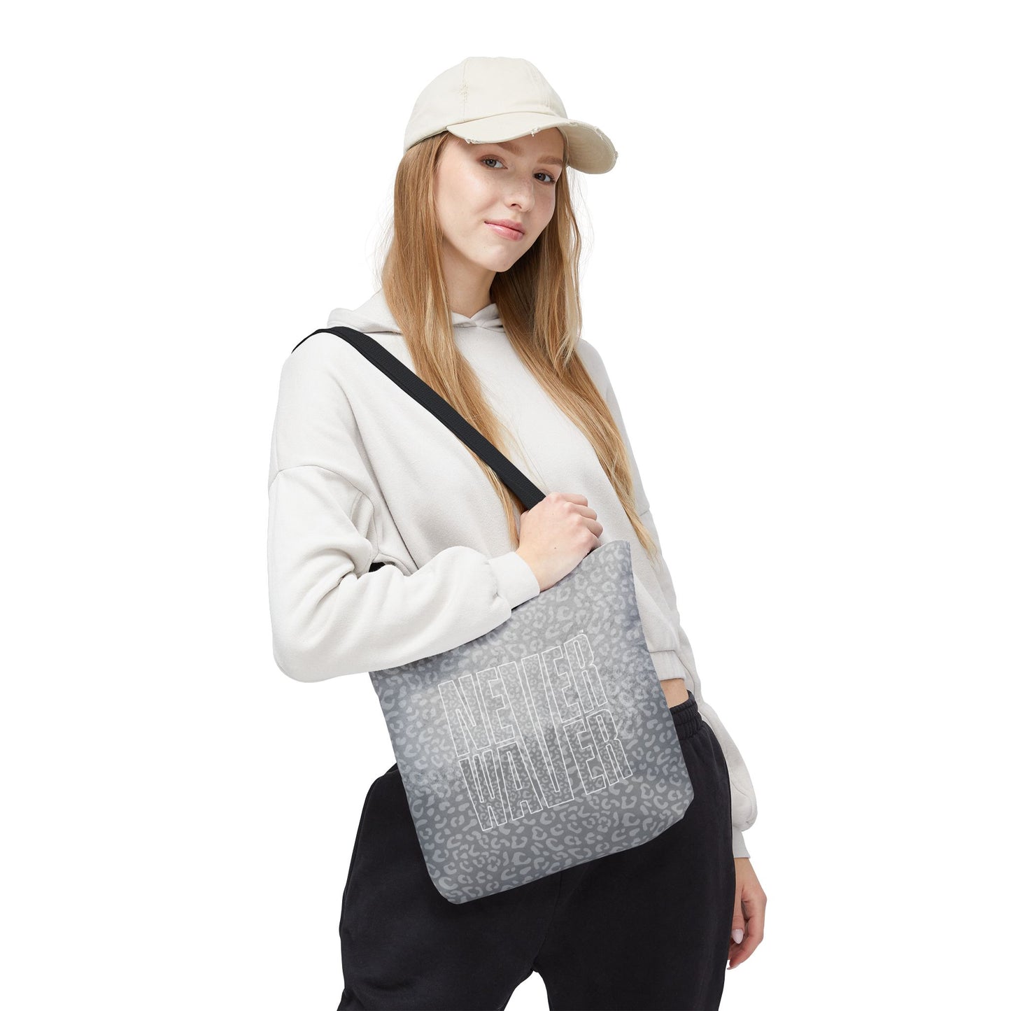 Never Waver Mamma Gray Leopard Tote Bag (AOP)