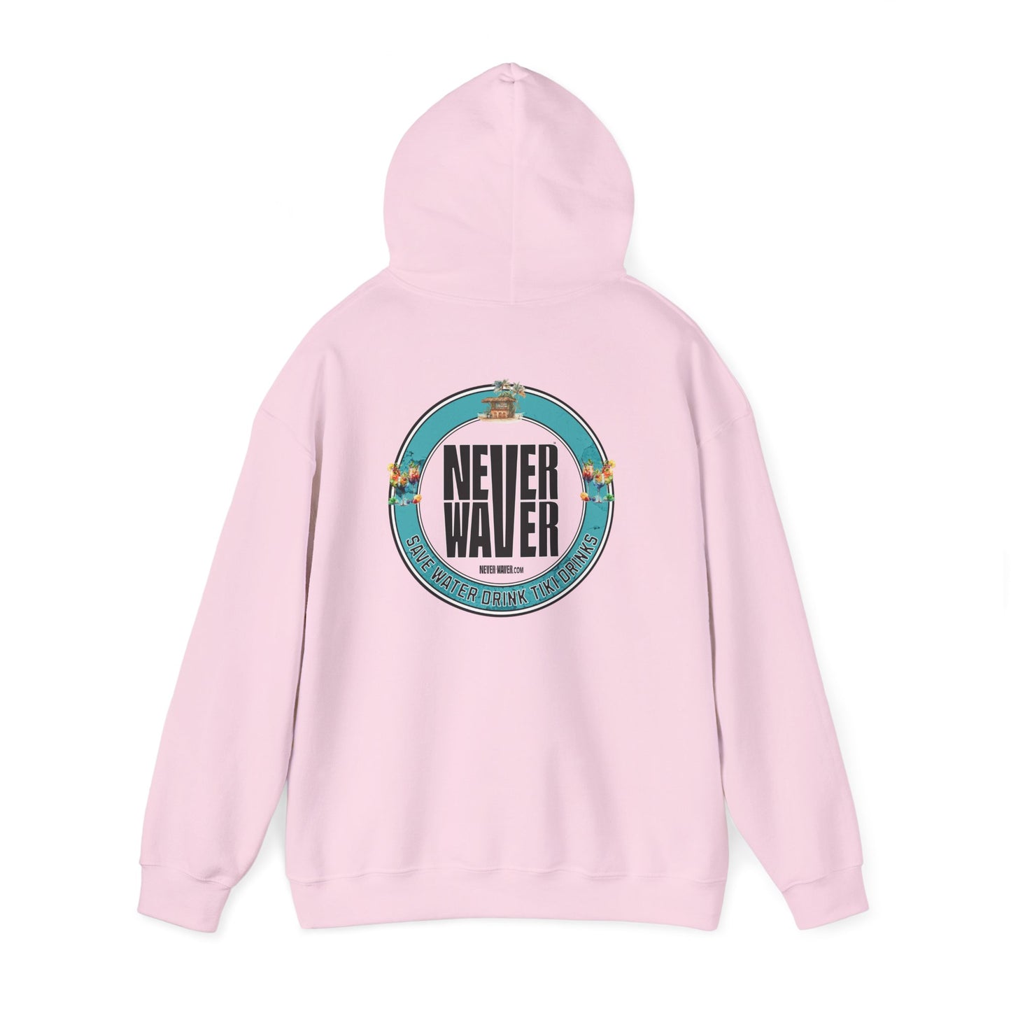Eco-Friendly Unisex Hoodie: "Never Waver Save Water Drink Tiki Drinks"