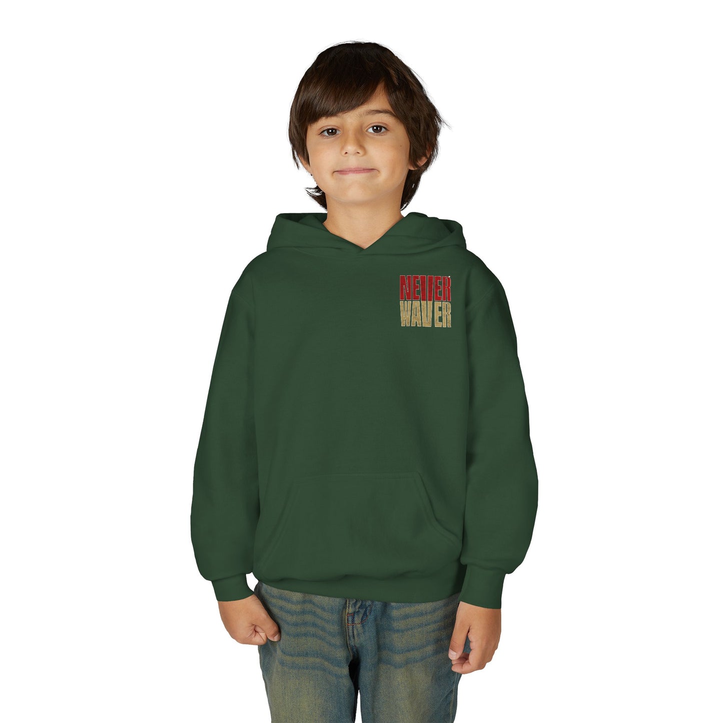 San Francisco Fans Never Waver Youth Heavy Blend Hooded Sweatshirt