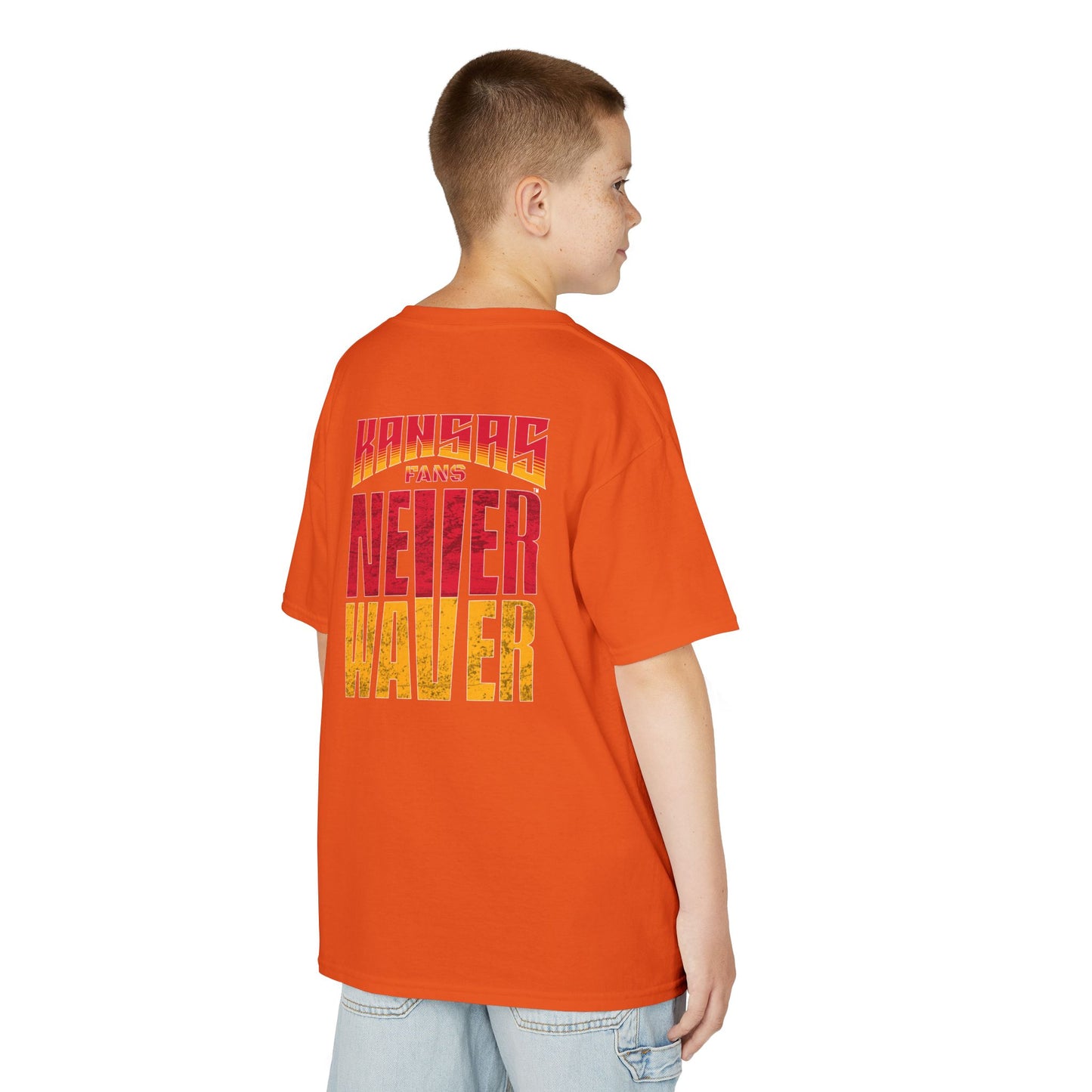 Kansas Fans Never Waver Kids Heavy Cotton™ Tee