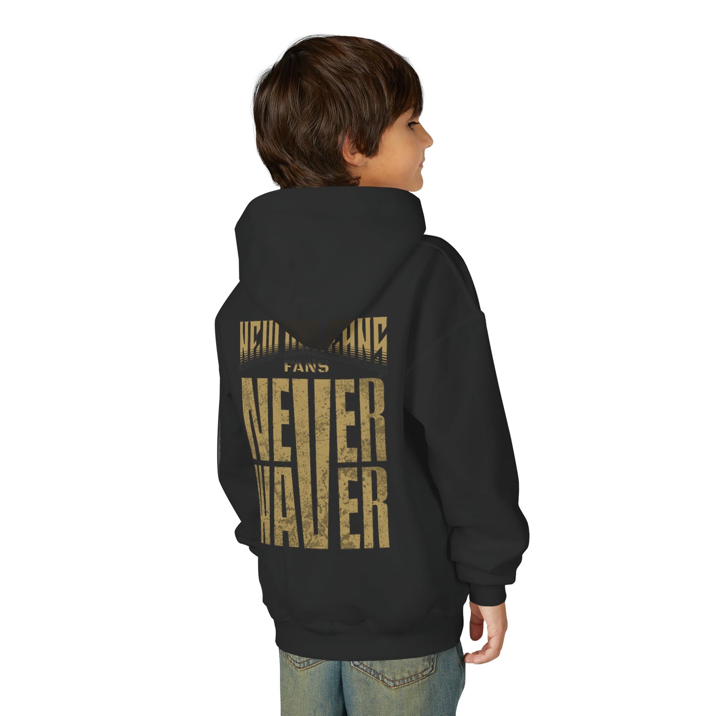 New Orleans Fans Never Waver Youth Heavy Blend Hooded Sweatshirt
