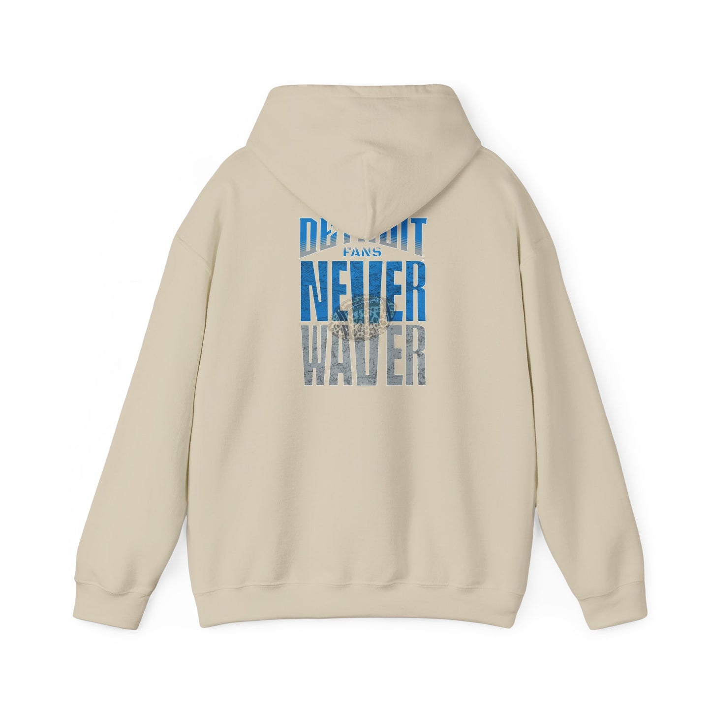 "Detroit Fans NEVER WAVER w Leopard Football" Inspirational Wear Unisex Heavy Blend™ Hooded Sweatshirt
