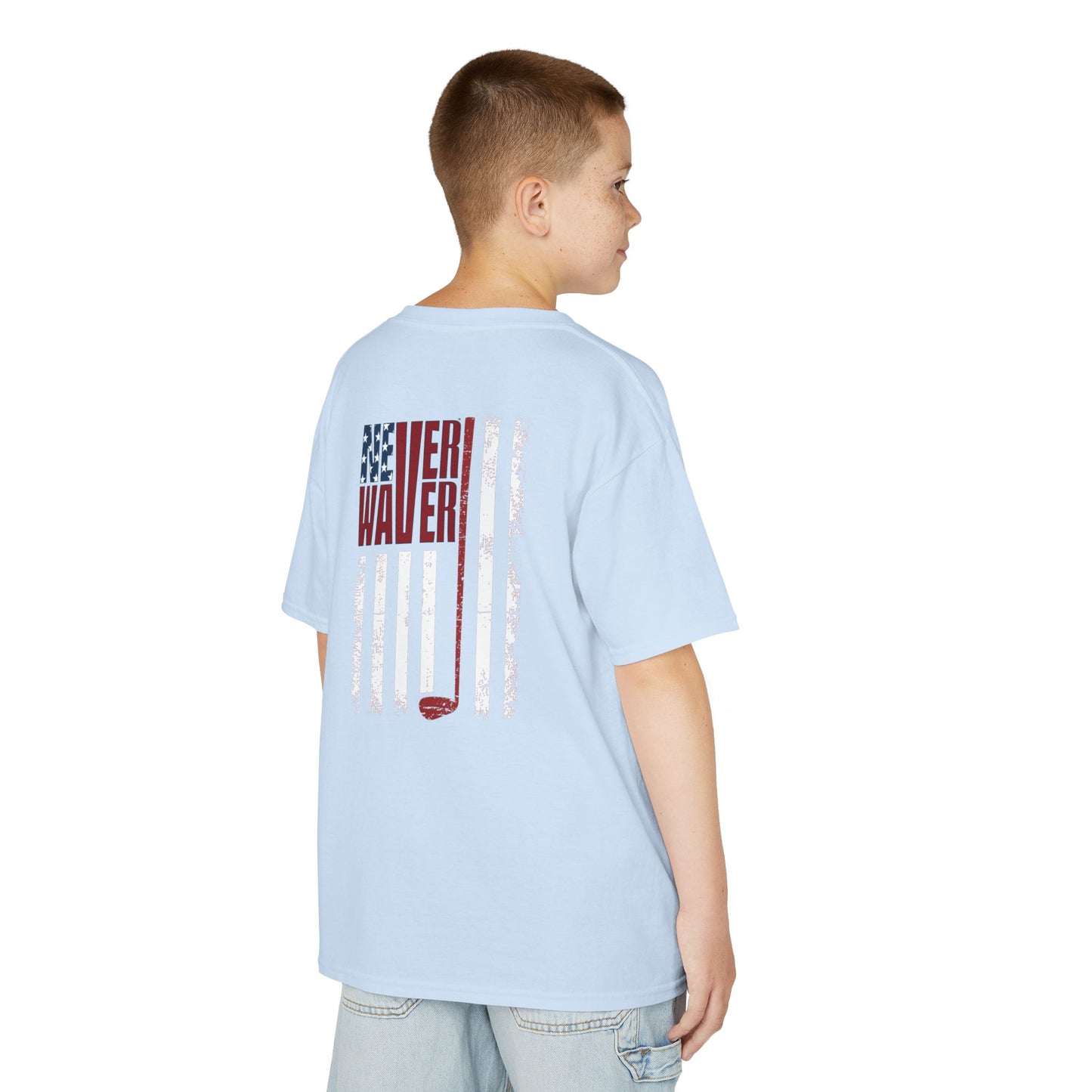 Never Waver American Flag with Golf Club Kids Golf Tee
