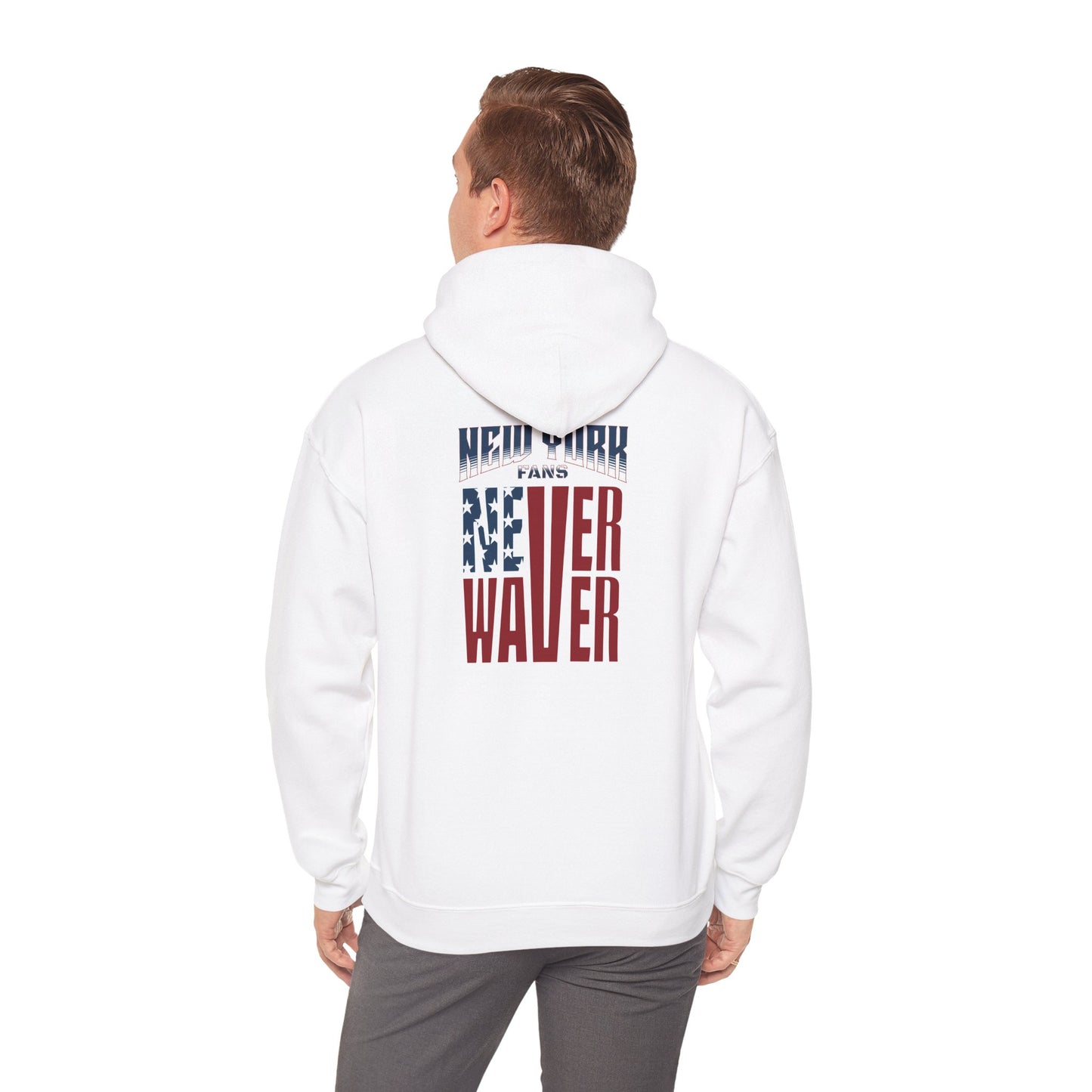 'New York Fans Never Waver' American Flag Design Unisex Heavy Blend™ Hoodie