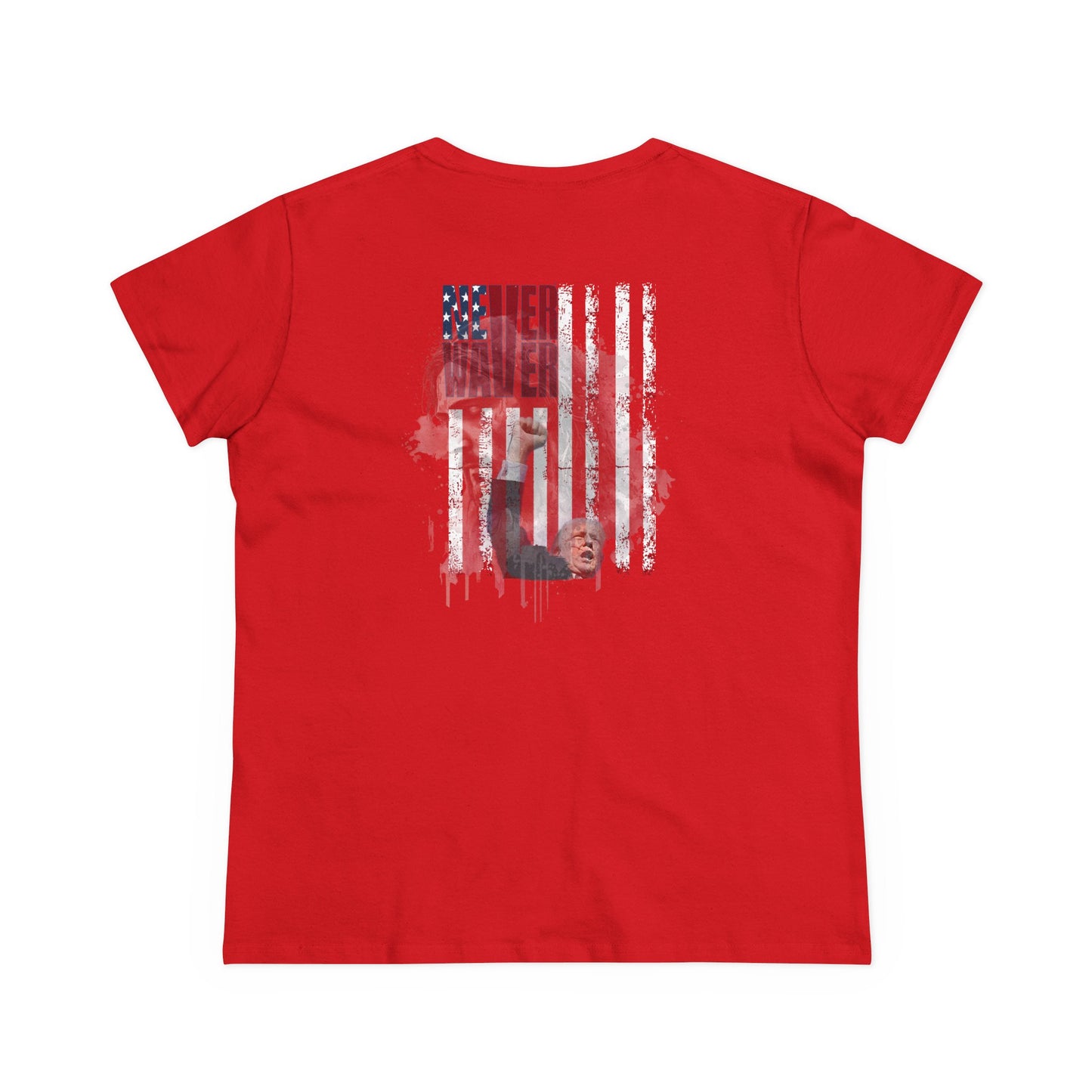 Never Waver Jesus Protecting America And Trump Women's Midweight Cotton Tee
