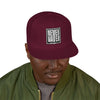 Never Waver Embroidered Square Script Snapback Hat — Bold Monochrome Streetwear