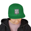 Never Waver Embroidered Square Script Snapback Hat — Bold Monochrome Streetwear