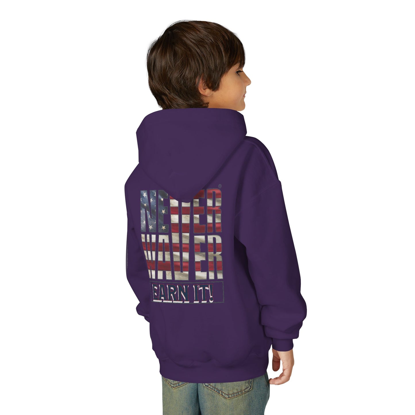 Never Waver® Earn It Youth Hoodie | Old-School Backbone