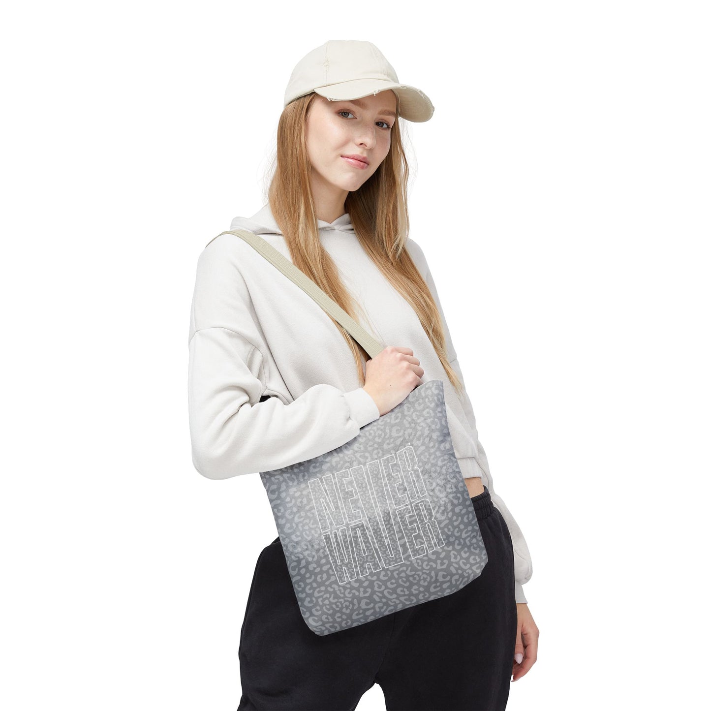 Never Waver Mamma Gray Leopard Tote Bag (AOP)