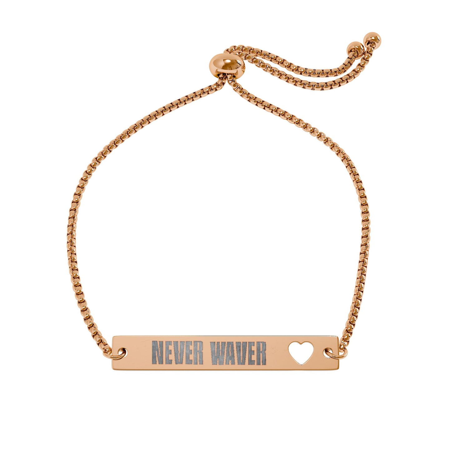 Never Waver Engravable Heart Bar Bracelet — Adjustable Personalized Name Bracelet