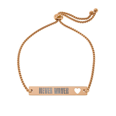 Never Waver Engravable Heart Bar Bracelet — Adjustable Personalized Name Bracelet