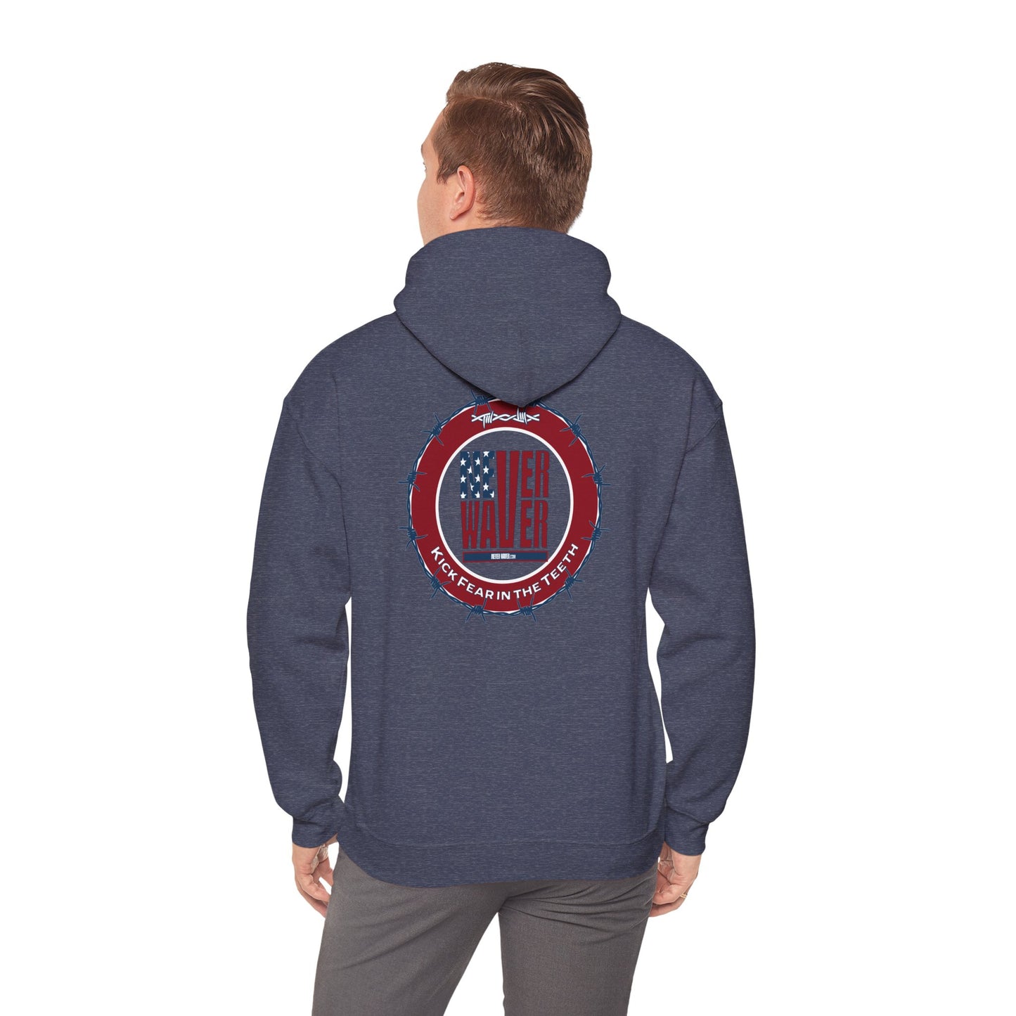 NEVER WAVER KICK FEAR IN THE TEETH Unisex Heavy Blend™ Hooded Sweatshirt