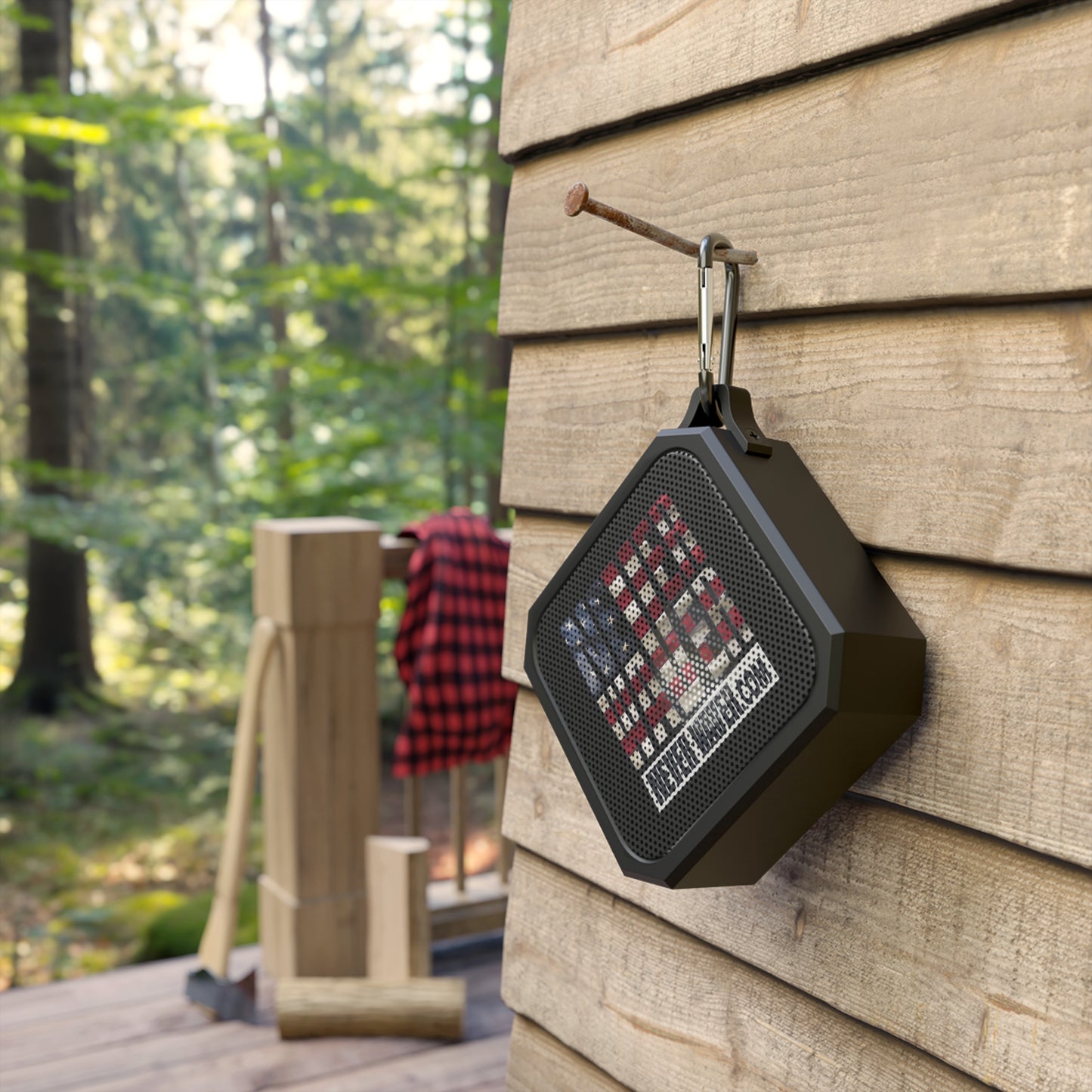 Patriotic Portable Bluetooth Speaker — Never Waver American Flag Design