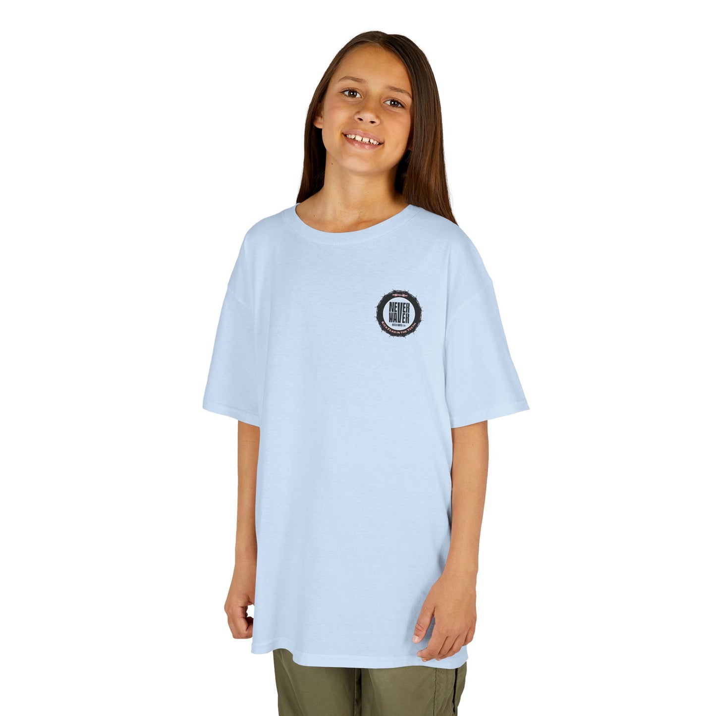 NEVER WAVER KICK FEAR IN THE TEETH Kids Heavy Cotton™ Tee