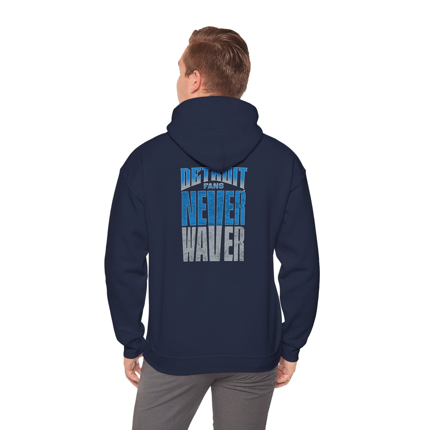 'Never Waver Detroit Fans' Inspirational Hoodie for Fans Unisex Heavy Blend™ Hooded Sweatshirt
