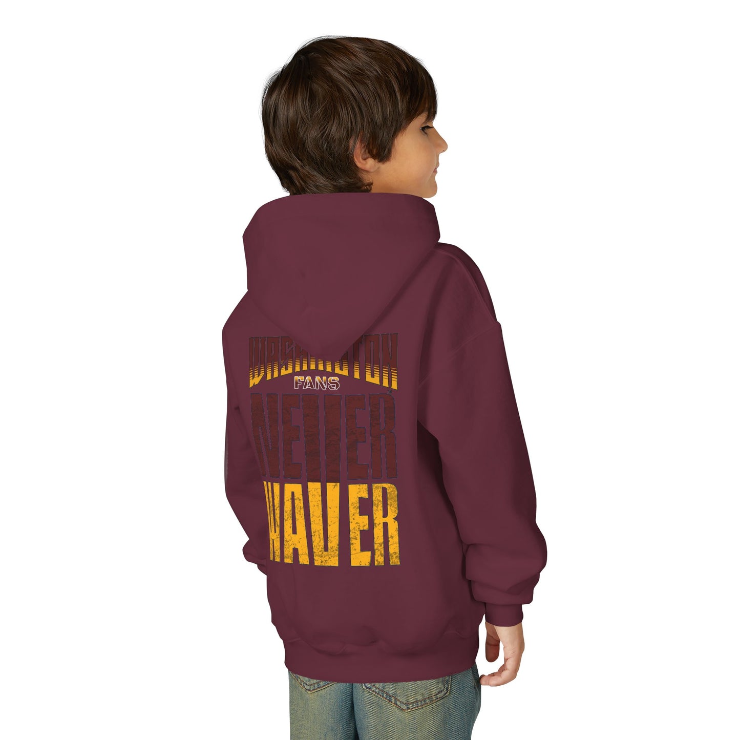 Washington Fans Never Waver Youth Heavy Blend Hooded Sweatshirt