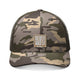 Never Waver Camo Trucker Hat — Embroidered Rustic Patch Cap by Printify