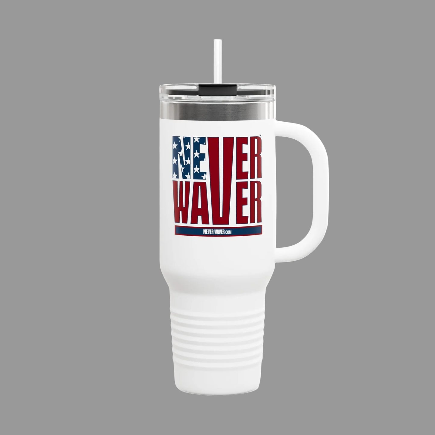 Never Waver Stylized Flag Design  Insulated Travel Mug, 40oz