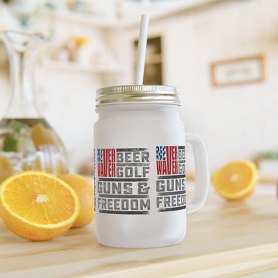 Never Waver Beer Golf Guns and Freedom Mason Jar Cup - Perfect for Golf Lovers!