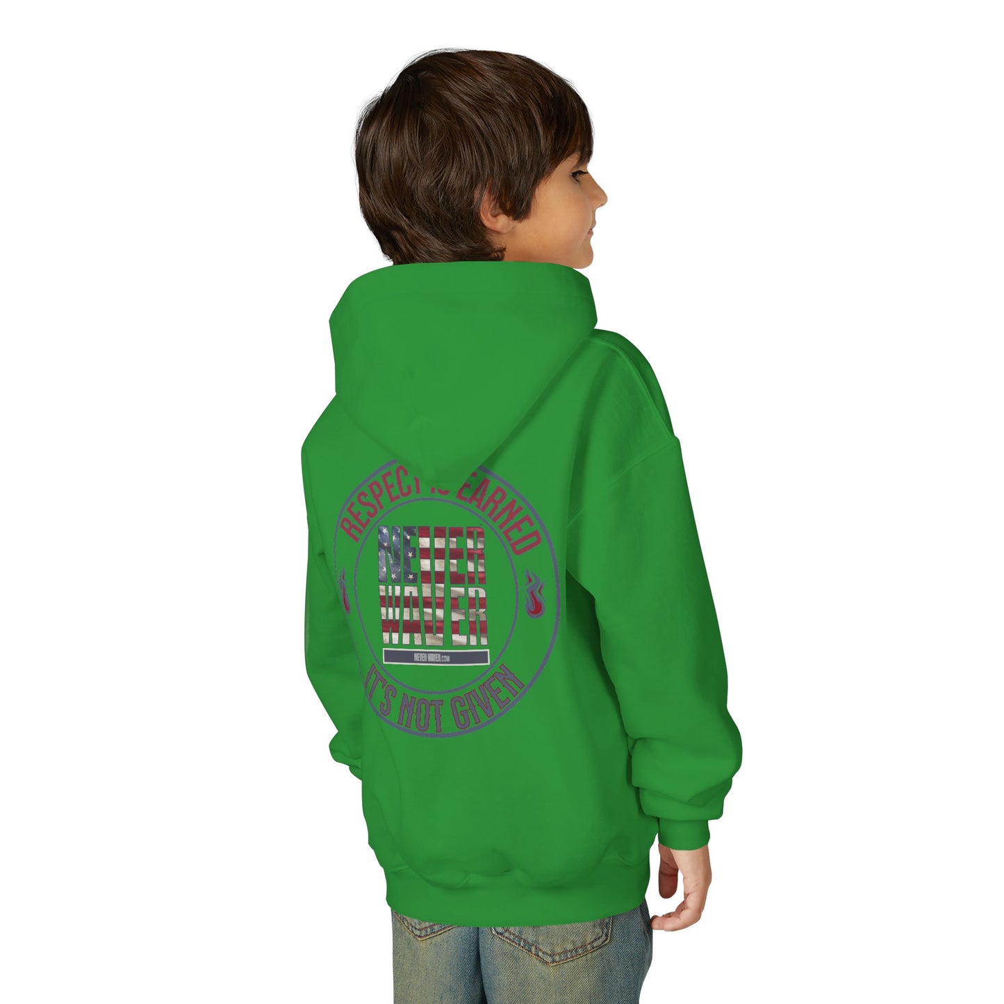 Youth Heavy Blend Hoodie - "Respect is Earned Never Waver It's Not Given" Motivational Sweatshirt